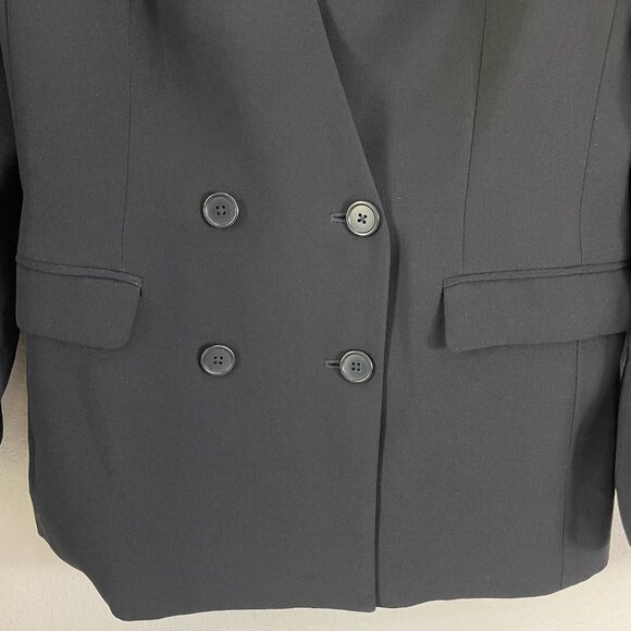 J Crew 365 Womens 4 Black French Girl Double Breasted Blazer Collarless Jacket - Picture 7 of 14